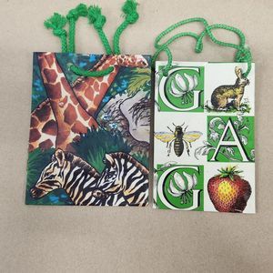 Gift Bags Department 56 Flomo ZOO Garden Animals Christmas Green White Lot x 24